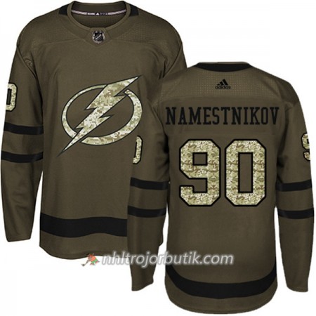 Män Ishockey Tampa Bay Lightning Tröja Vladislav Namestnikov 90 Adidas 2017-2018 Camo Grön Authentic